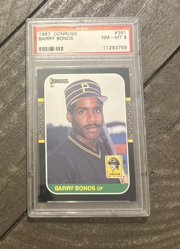 1987 Donruss #361 Barry Bonds PSA 8 NM-MT RC Rookie Card Pittsburgh Pirates !!!!