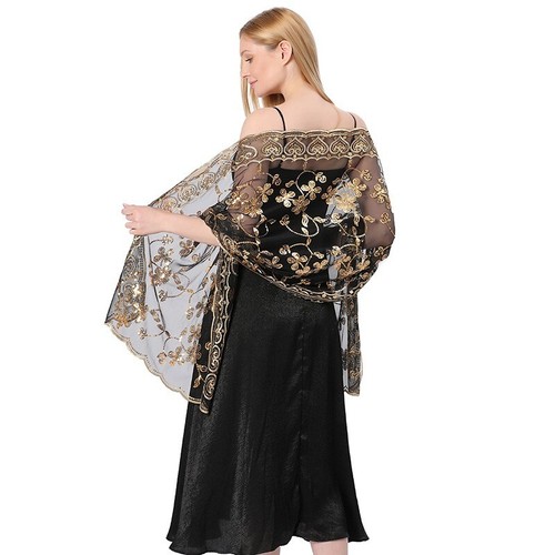 Lady Sequin Shawl Wedding Evening Dress Cheongsam Shawl Thin Scarf Summer Casual - Bild 9 von 31
