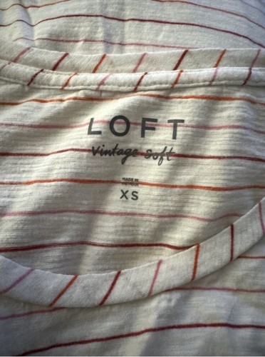 Loft Vintage Soft Striped Shirt Cotton Long Sleeve Tee Lightweight White XS - Picture 7 of 7