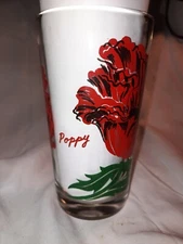 Vintage Boscul RED POPPY Peanut Butter Juice Glass