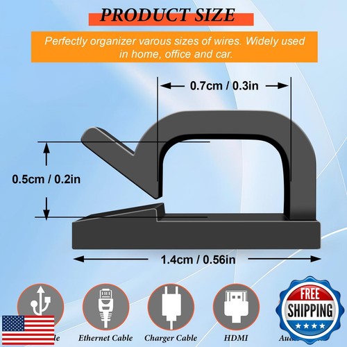 100 PCS Adhesive Cable Clips, Coopache Ethernet Wire Clips for Cords, Wire Ho - Photo 4/5