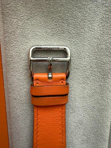 HERMES Apple Watch 38/40/41mm Orange Leather Band Single Tour Used with Box - Zdjęcie 3 z 6