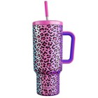 Meoky 40 oz Tumbler Multicolored Leopard Print Tumbler with Handle and Straw Lid
