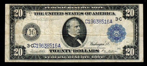 1914 Large Size $20 Federal Reserve Note Philadelphia