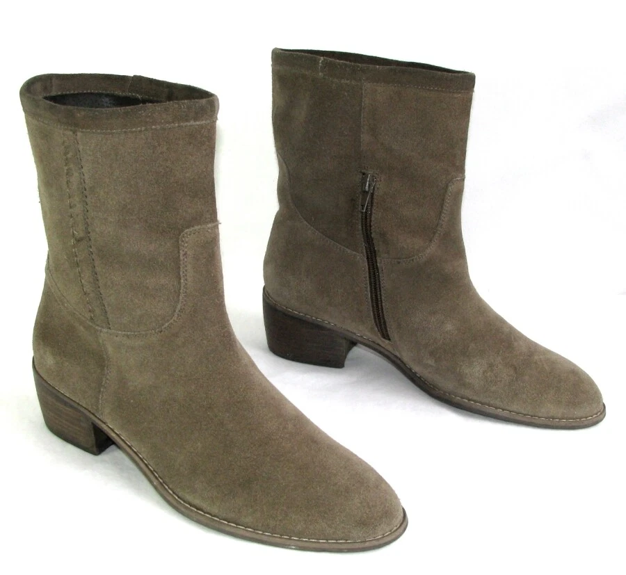 JB MARTIN Riding Boots Short Zip Suede Brown Taupe 40 Very Good