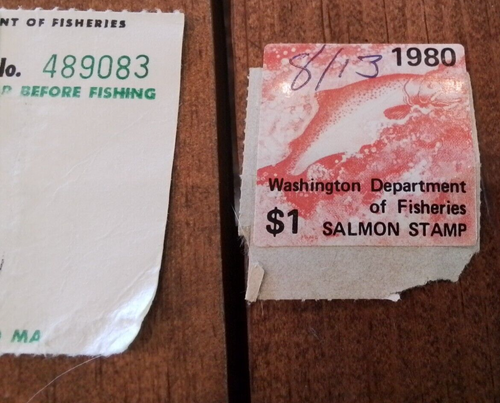 Pair of Washington Salmon Stamp 1980 and 1981 $1.00 vintage collectable - Picture 5 of 6