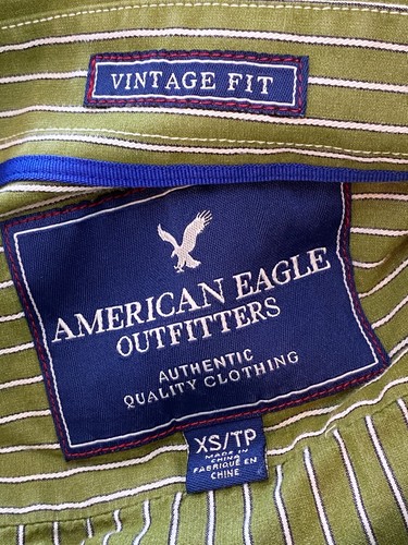 American Outfitters Vintage Fit ButtonUp Shirt Size XS Long Sleeve Green Striped - Picture 4 of 4