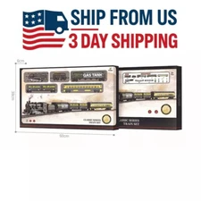 Retro Railroad Train Set with Lights & Sounds – Steam Locomotive & Cars