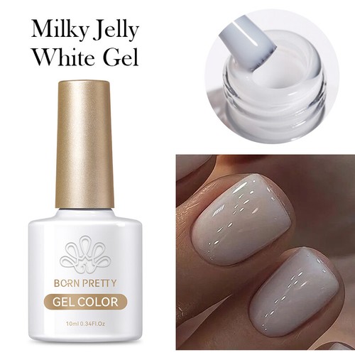 BORN PRETTY Milky Jelly Gel Nail Polish 10ml Translucent Semi Permanent Varnish - Picture 16 of 18