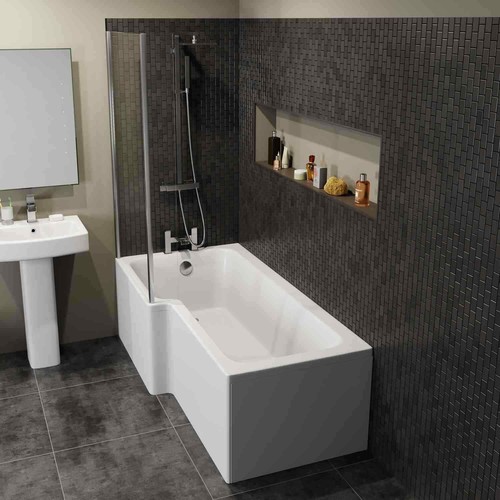 Bathroom Suite L Shaped Bath LH or RH Screen 1700 Toilet WC Basin Sink Square - Picture 18 of 34