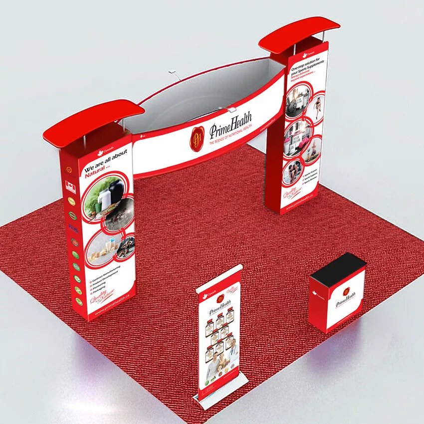 20ft custom trade show display booth kits with counter light roll up banner