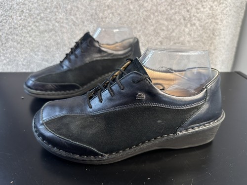 Finn Comfort Hanoi Black Leather Oxford Sneaker Shoes Women Size EU 38 US 7