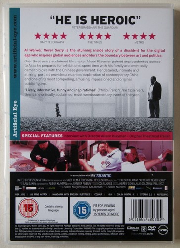 AI WEIWEI / NEVER SORRY / ALISON KLAYMAN DOCUMENTARY ARTIFICIAL EYE NEW SEALED - Imagen 2 de 2