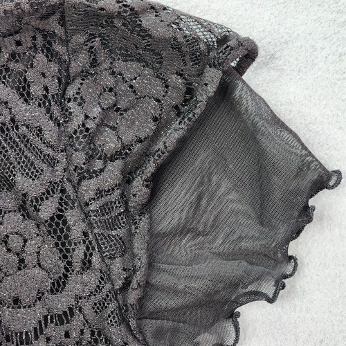 New Directions Blouse Women's 1X Black Lace Front Panel Short Sleeve Top - Picture 4 of 10