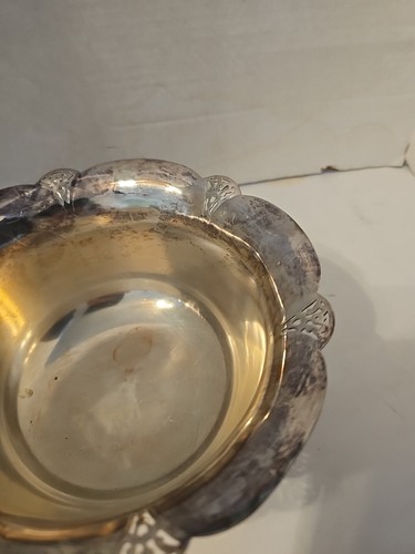  WM ROGERS 427 SILVERPLATE CUT OUT SCALLOPED EDGE FOOTED SERVING BOWL DISH - Bild 3 von 7