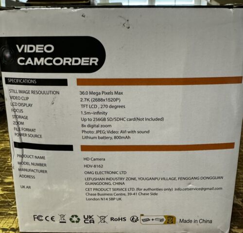 Heegomn Video Camera 2.7K Ultra HD, 1080P Mini Video Camcorder 8X Digital Zoom - Picture 3 of 7