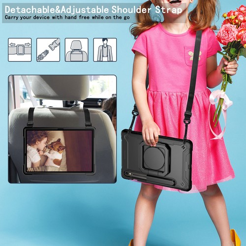 For Samsung Galaxy Tab S7 8 S9+ FE Shockproof Handle Stand Hard Case Cover Strap - Picture 31 of 115