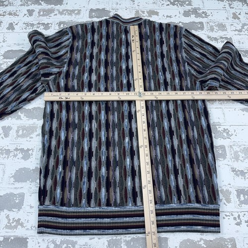 Vintage 3D Knit Sweater Men XL Gray Multi Textured Biggie Cosby Y2K Hip Hop - Picture 8 of 12