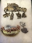 Metal, Gold/Silver/ bronze Ark & Dove/ Ark Noah'S Ark Pins Lot Jj Bronze Tone