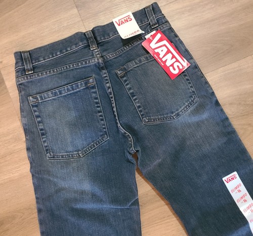 VANS Youth Slimbo Straight Slim Fit Boys Denim Jeans Sz 16 Blue ~New~ - Picture 5 of 7