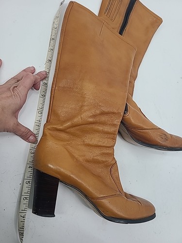 Vintage Boho 1970s Tall Leather Boots Risqué Size 9 Hippie Chic Woodstocks - Picture 21 of 24