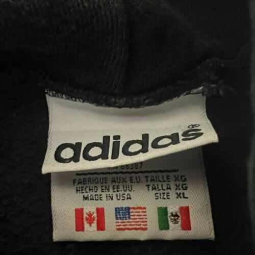 Vintage 90s Adidas Trefoil Center Logo Embroidered Hoodie XL Black USA RARE - Bild 3 von 17