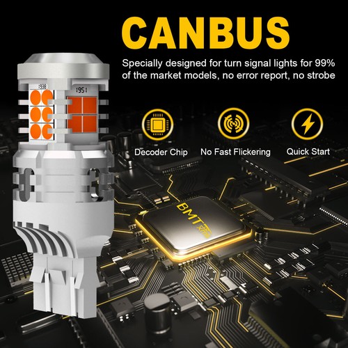 Amber Yellow 7443 7440 LED Front Turn Signal Light Bulbs No Hyper Flash Canbus - Picture 4 of 12