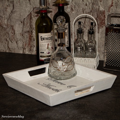 Tray with lettering, serving tray country house style, square - Picture 2 of 5