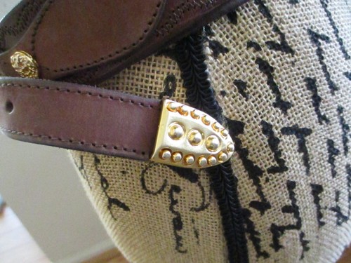 Vintage Doppia Vita Women's Brown Leather Belt with Gold Studs &Buckle, Size 32 - Picture 6 of 12