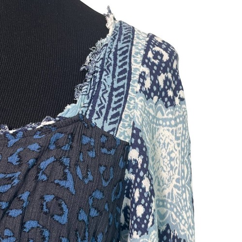 Free People Heart of Gold Mini Dress Indigo Boho Kimono Sleeves Size S - Picture 4 of 11