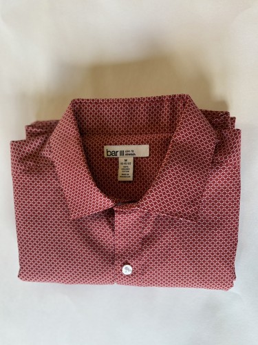 Camisa de vestir Bar III para hombre abotonada mediana 15-15,5 calce ajustado elástica algodón orgánico - Imagen 20 de 23