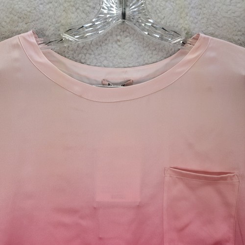 Badgley Mischka Pink Ombre Mulberry Silk Hi Low Top Luxe Womens Blouse Size L - Picture 2 of 21