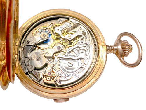 Antique 14k Rose Gold P. DUNAND REPEATER CHRONOGRAPH Hunting Case Pocket Watch - Picture 17 of 17