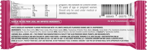 Quest Nutrition White Chocolate Raspberry Protein Bar Low Carb High Protein 12pk - Picture 11 of 11