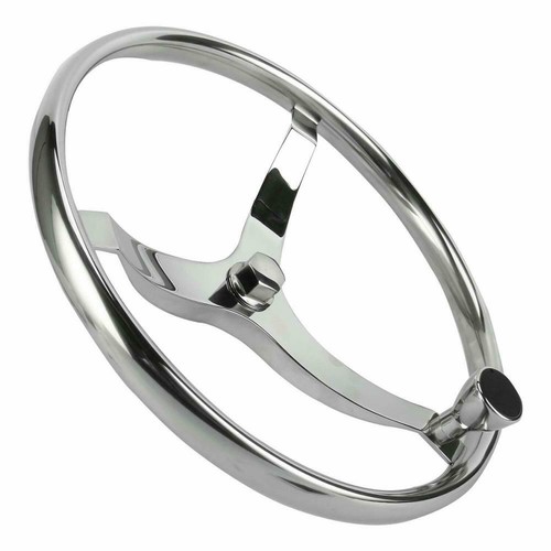 ISURE MARINE Boat Steering Wheel W/ Nut & Knob Stainless Steel 3 Spoke 13-1/2" - Picture 3 of 5