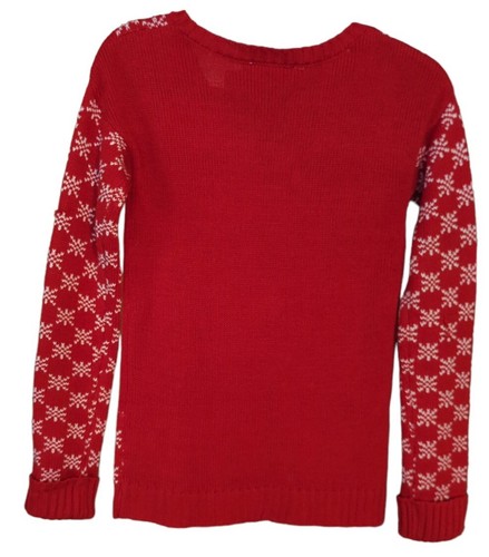 Womens Ugly Christmas Sweater Rudolph Red Nosed Reindeer Glasses Sz Small V Neck - Picture 5 of 11