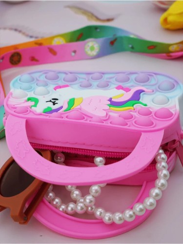 Herzförmige Silikon Prinzessin Handtasche für Mädchen, Einhorn Schultertasche - Bild 4 von 47