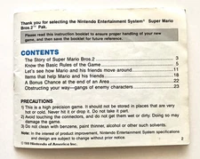 SUPER MARIO BROS. 2 Nintendo NES Game Original 1988 Instruction Booklet *ONLY*