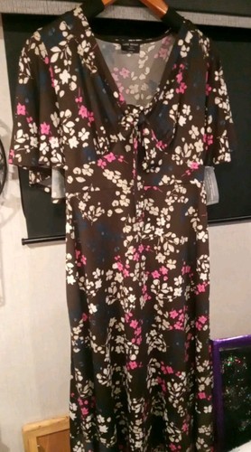 LANE BRYANT WOMEN'S MULTI FLORAL HALTER TIE-NECK MAXI DRESS PLUS Sz 10/12 NWT 99