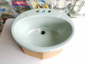 Details About Rare Kohler Farmington Drop In Cast Iron Bathroom Sink In Seafoam Green