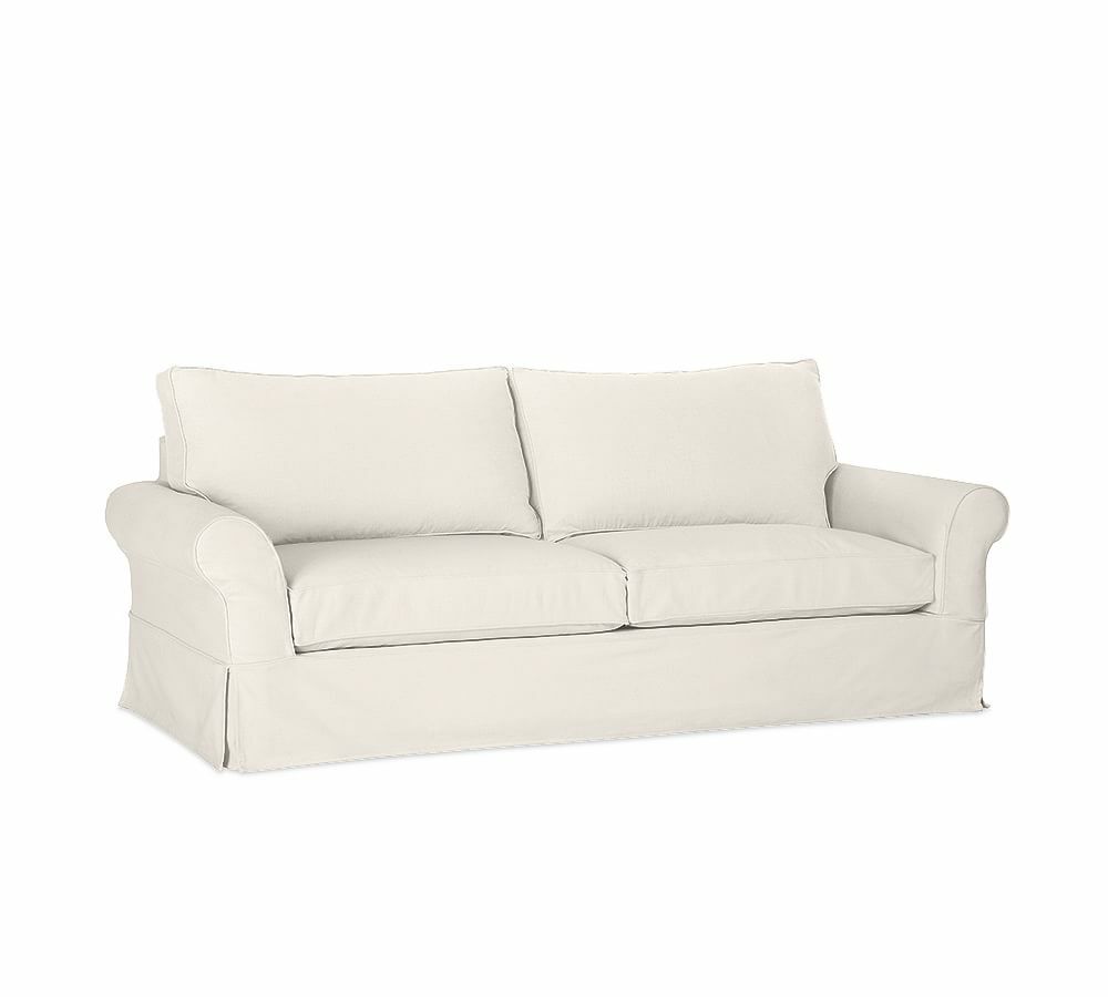 New Pottery Barn Slipcover For Pb Comfort Roll Arm Sleep Sofa Box Edge Natural