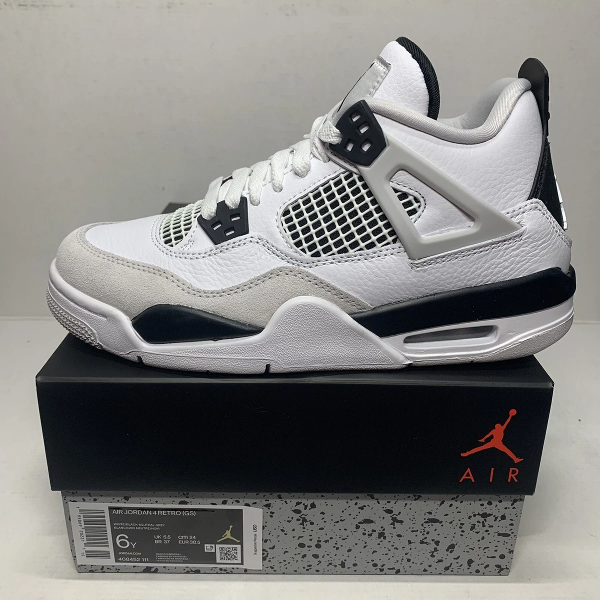 Jordan 4 Military Black Grade School Size 6Y New 408452-111 Air Jordan Retro GS