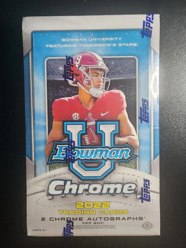 2022 Bowman Chrome U University Football Hobby Box - 2 Autos Per Box on Avg