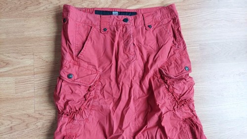Damen Marithe Francois Girbaud roter Midi langer Rock Cargo Y2K Utility Größe 28 - Bild 3 von 8