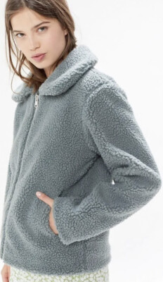 BDG Theo Sherpa Teddy Jacket Full Zip Sz Large Aritzia Urban Outfitters Sz LG eBay