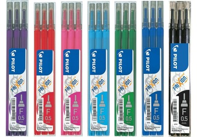 076300303 PILOT FRIXION FINE 0.5MM BLUE ERASABLE ROLLERBALL PEN REFILLS 3 PACK