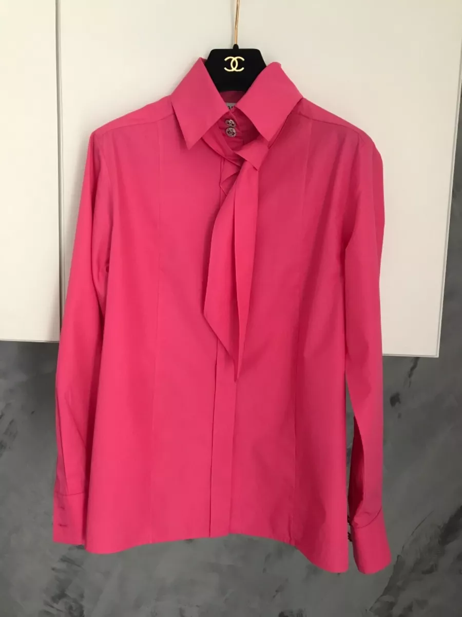 CHANEL WOMEN'S SHIRT SIZE 36 French - 40 Italian PINK COTTON COLOR