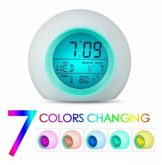 Chad Wild Clay Alarm Clock Bedroom Glowing Night Light 7 Color Change Digital For - Colored Light Alarm Clock Chad Wild Clay Alarm Clock Bedroom Glowing Night Light 7 Color Change Digital For - Colored Light Alarm Clock