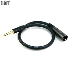1.5FT 3-Pin XLR Male to 1/4" 6.35mm TRS Male Audio Cable Mic Microphone Gold