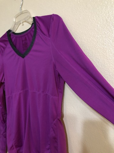 Kyodan Women’s L Athletic Running Pullover Top V-neck Thumbholes Purple Fuchsia - Picture 6 of 9